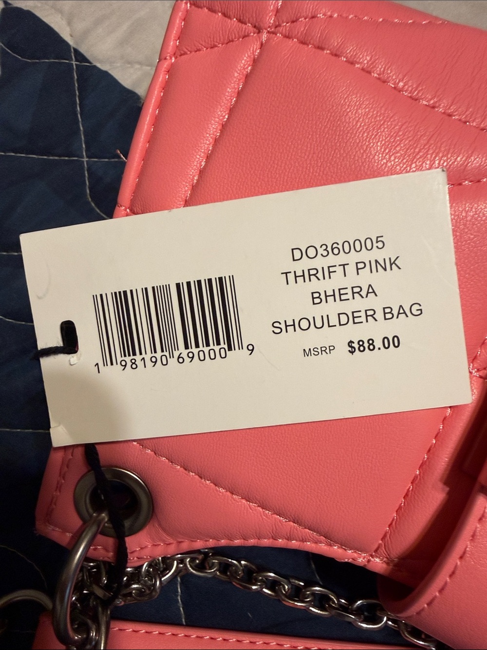 NWT Steve Madden Quilted Bhera Shoulder Bag In Thrift Pink - Picture 10 of 11